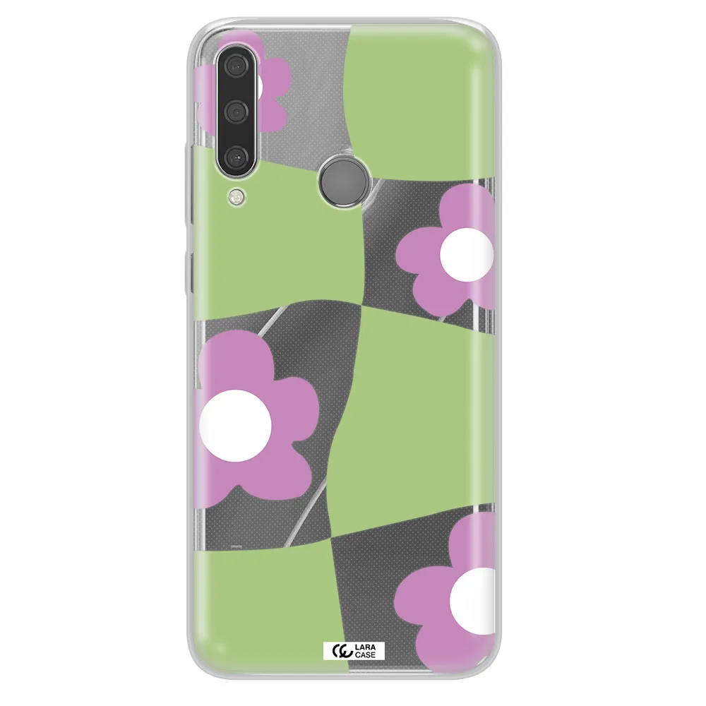 Five Petal Purple Flower Huawei Y6P Clear TPU Case