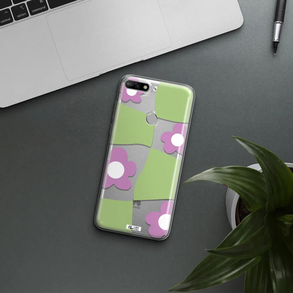 Five Petal Purple Flower Huawei Y7 2018 Clear TPU Case