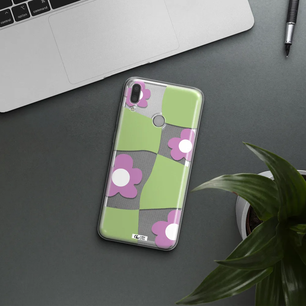 Five Petal Purple Flower Huawei Y7 2019 Clear TPU Case