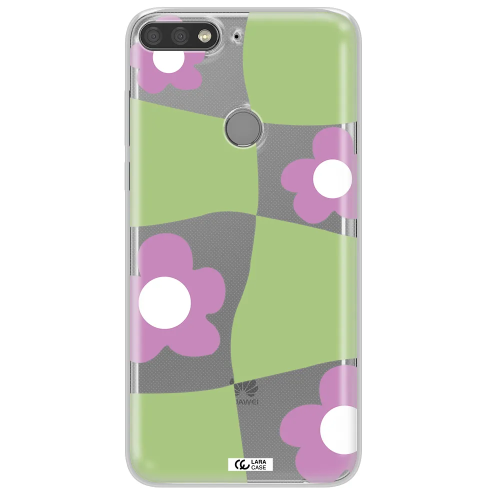 Five Petal Purple Flower Huawei Y7 Prime 2018 Clear TPU Case