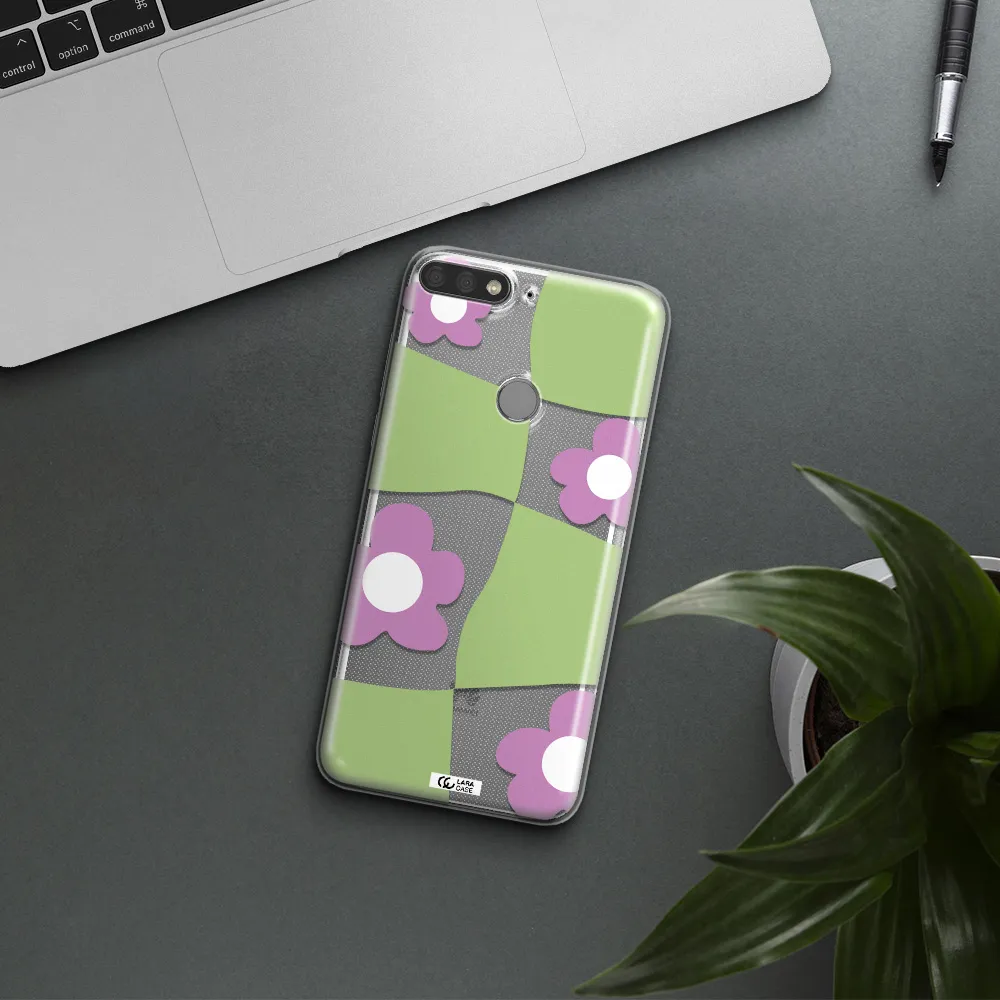 Five Petal Purple Flower Huawei Y7 Prime 2018 Clear TPU Case
