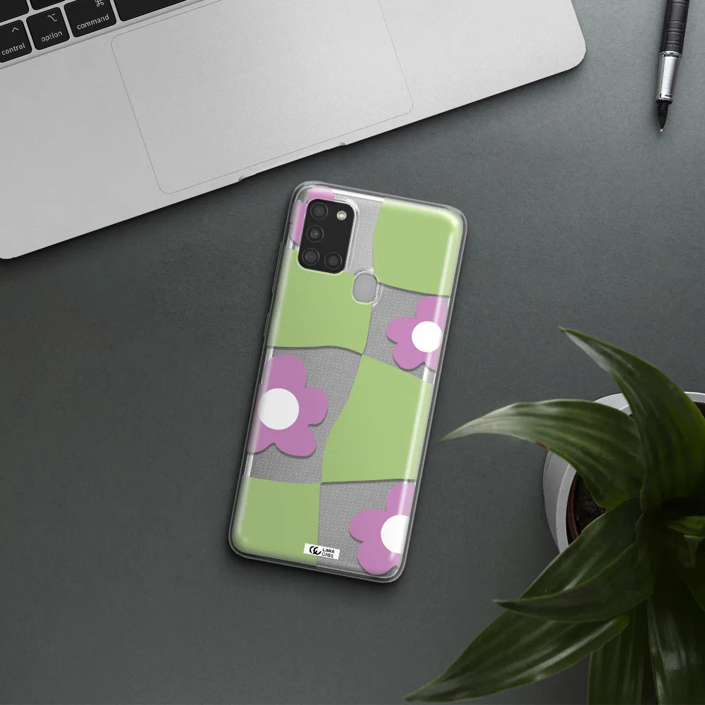 Five Petal Purple Flower Samsung A21S Clear TPU Case