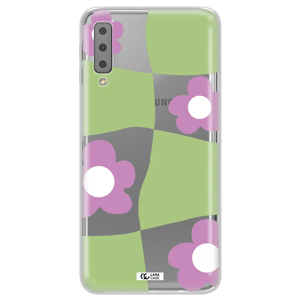 Five Petal Purple Flower Samsung A7 2018 Clear TPU Case