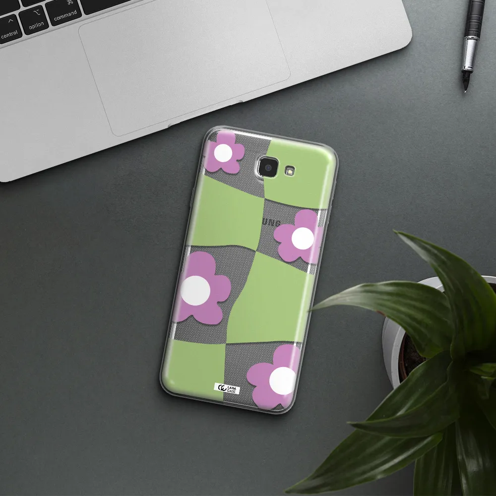 Five Petal Purple Flower Samsung J7 Prim Clear TPU Case