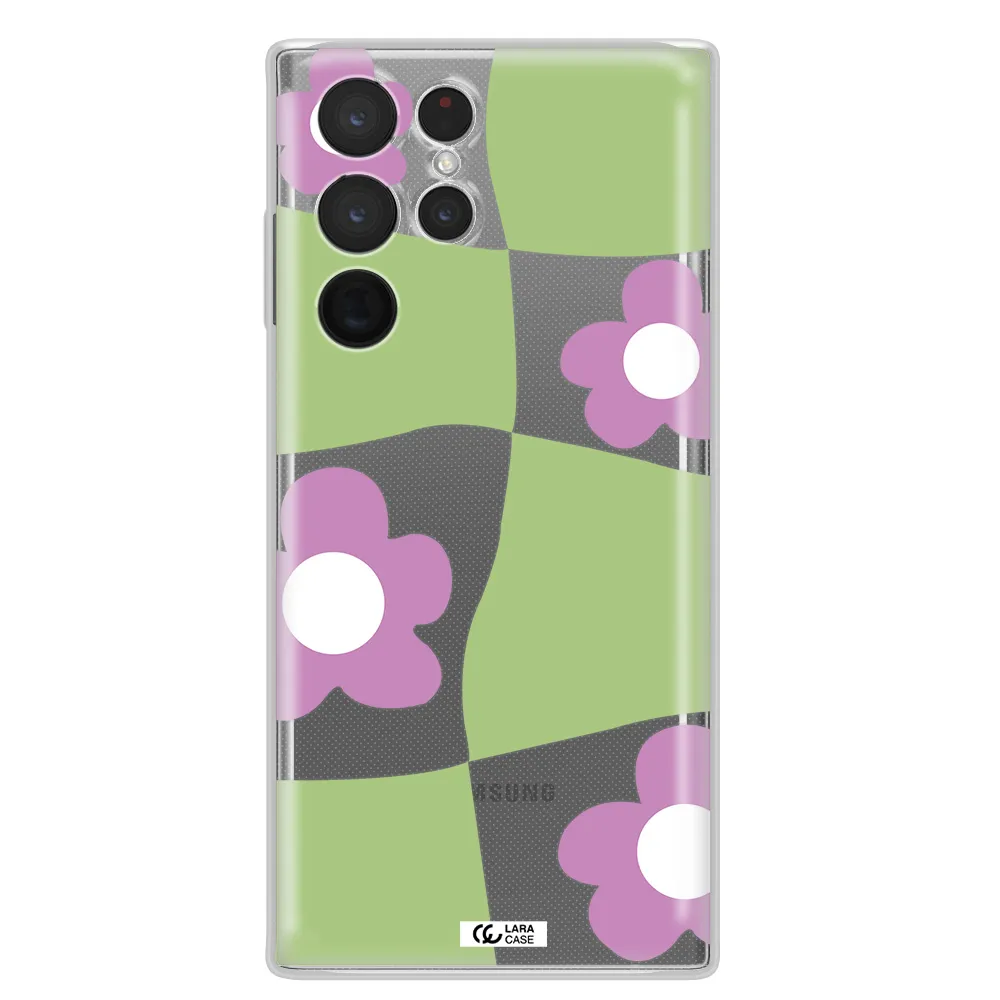 Five Petal Purple Flower Samsung S 22 Ultra Clear TPU Case