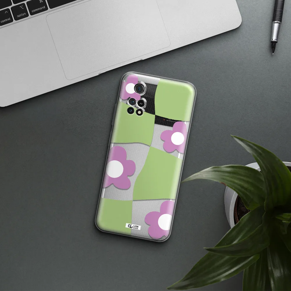 Five Petal Purple Flower Xiaomi Poco M4 Pro 4G Clear Tpu Case