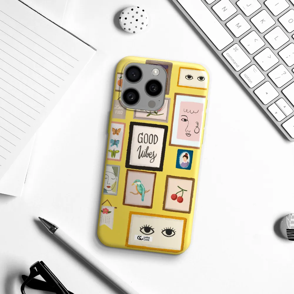 Photo Frames Apple Iphone 15 Pro max Silicone canary yellow Case