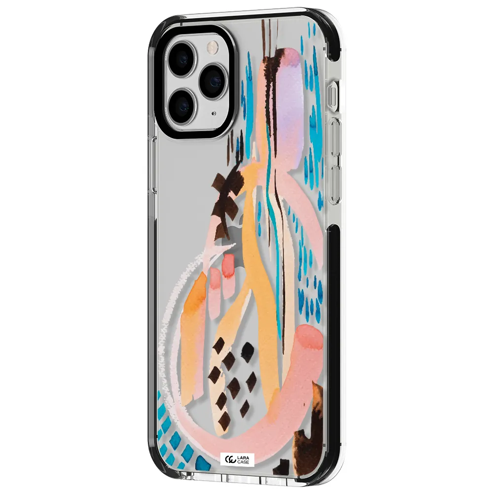 Watercolor Brush Paint Apple iPhone 11 pro impact black border Case