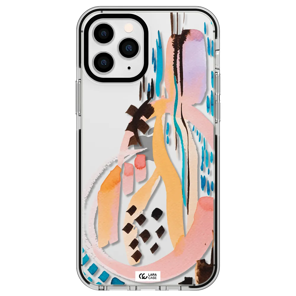 Watercolor Brush Paint Apple iPhone 11 pro max impact black border Case