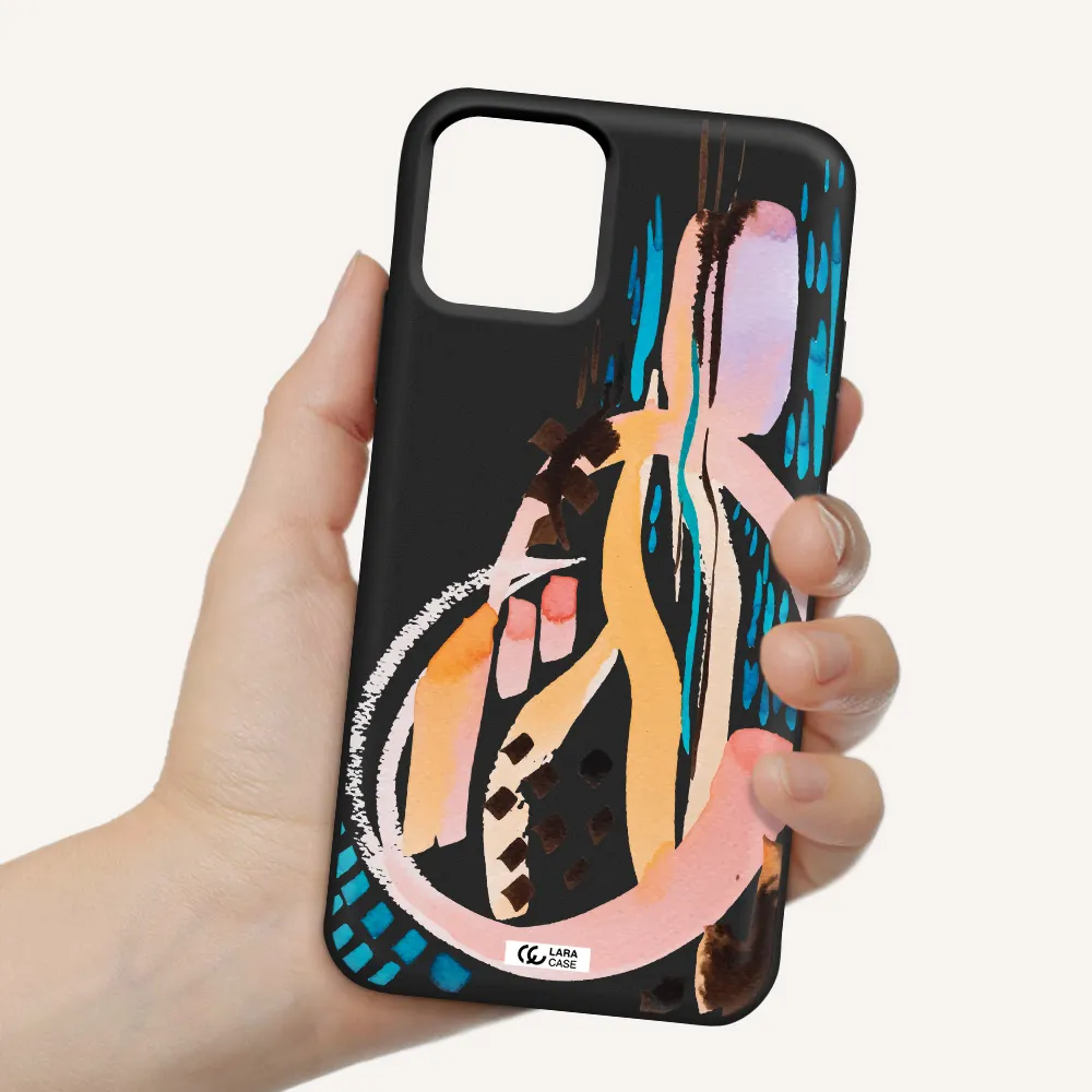 Watercolor Brush Paint Apple iPhone 11 pro max Silicone black Case