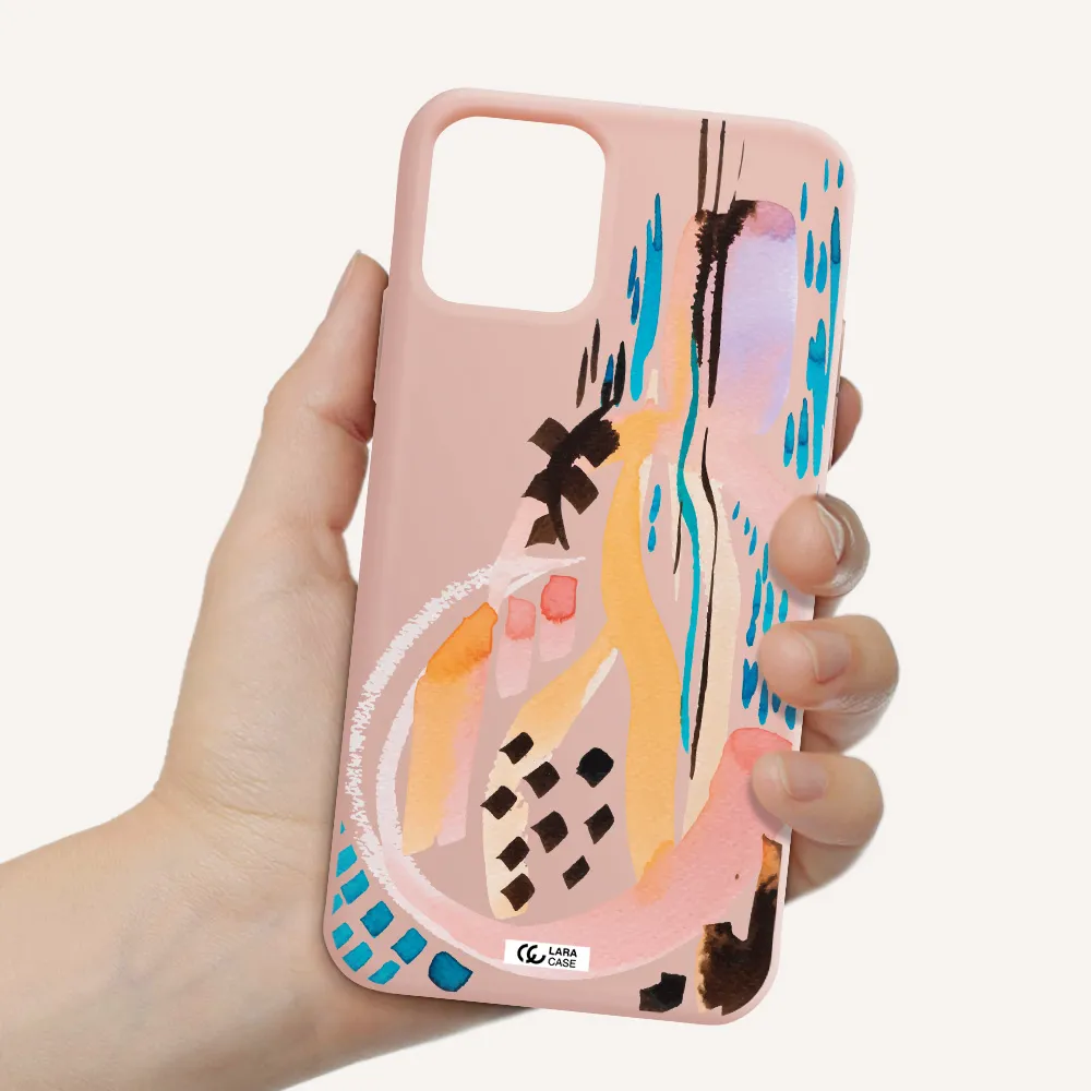 Watercolor Brush Paint Apple iPhone 11 pro max Silicone pastel pink Case