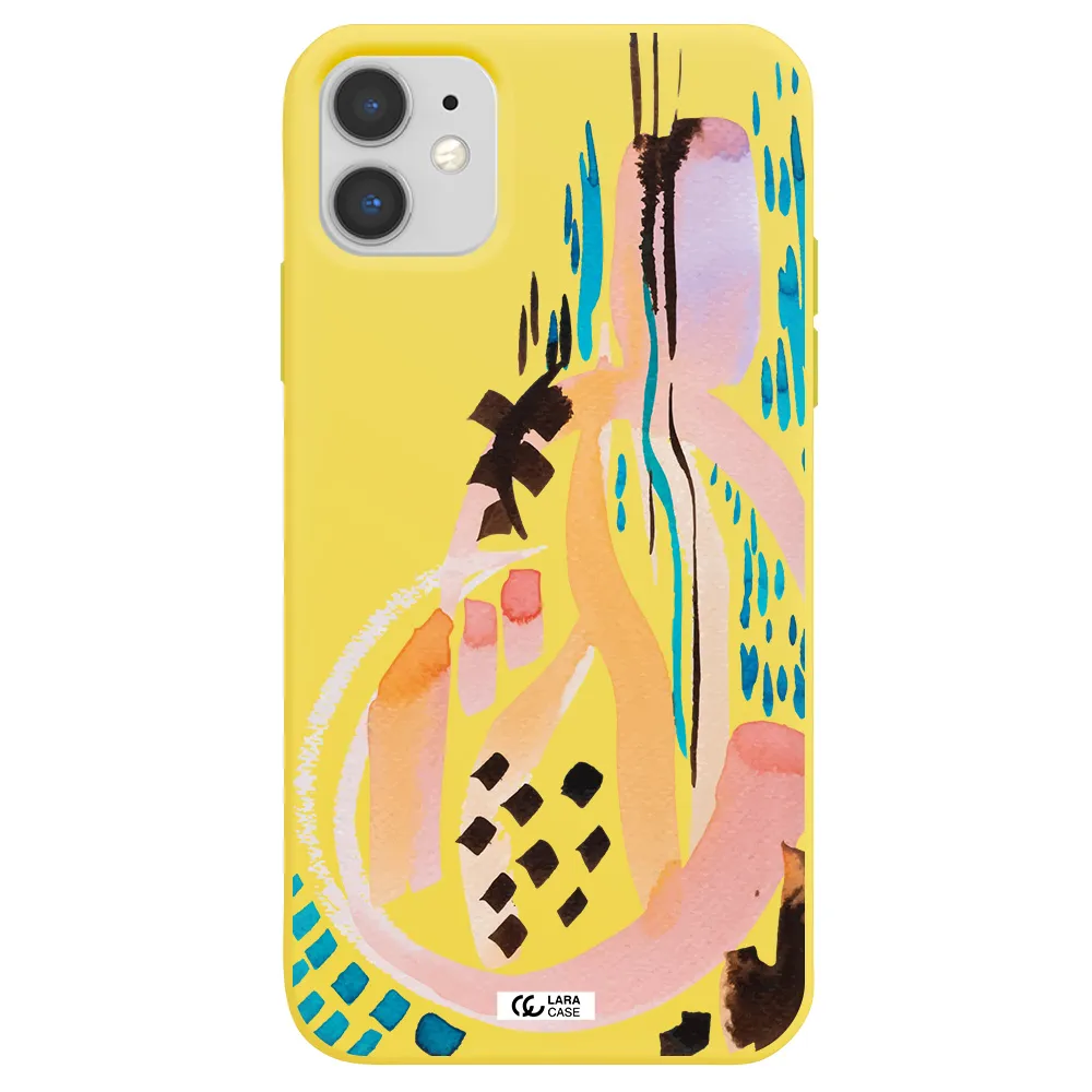 Watercolor Brush Paint Apple iPhone 11 Silicone canary yellow Case