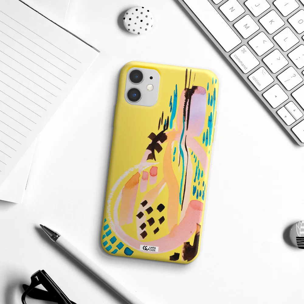 Watercolor Brush Paint Apple iPhone 11 Silicone canary yellow Case
