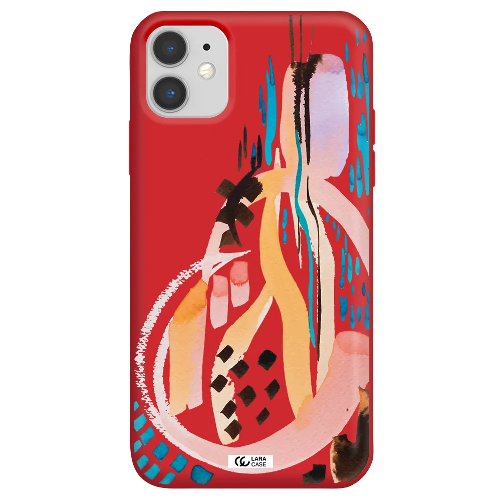 Watercolor Brush Paint Apple iPhone 11 Silicone Imperial Red Case