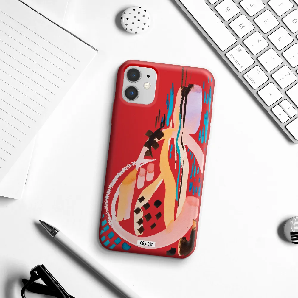 Watercolor Brush Paint Apple iPhone 11 Silicone Imperial Red Case