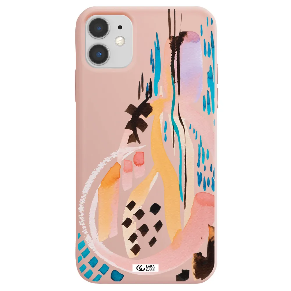 Watercolor Brush Paint Apple iPhone 11 Silicone pastel pink Case