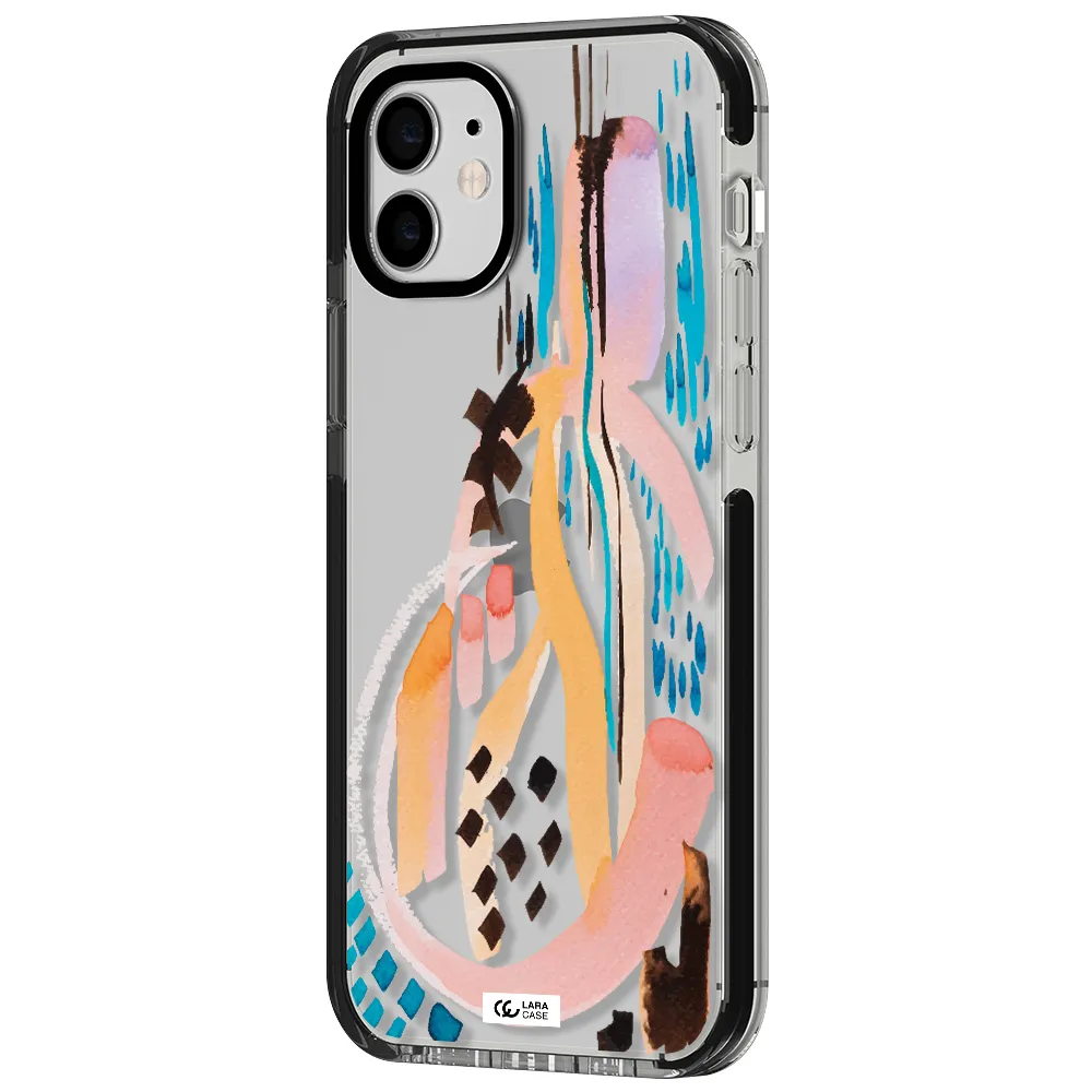 Watercolor Brush Paint Apple iPhone 12 impact black border Case