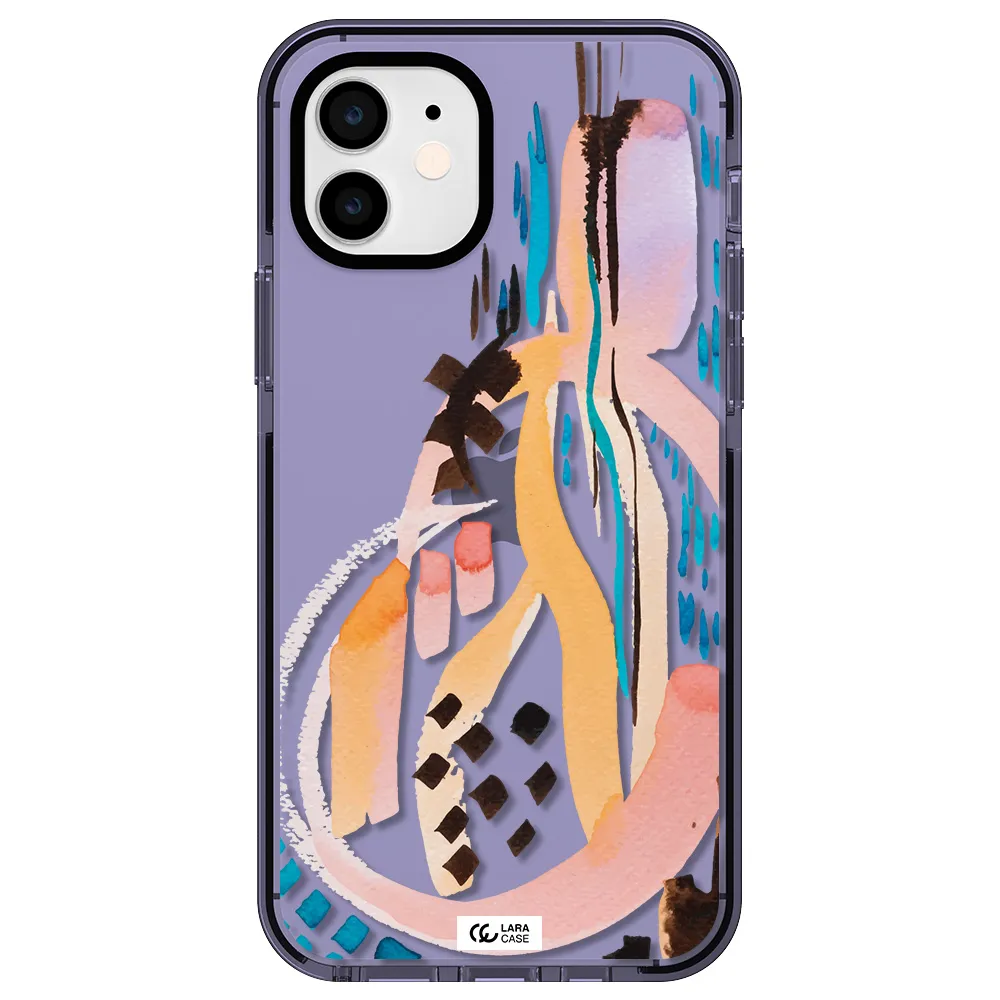 Watercolor Brush Paint Apple iPhone 12 impact Lilac Case