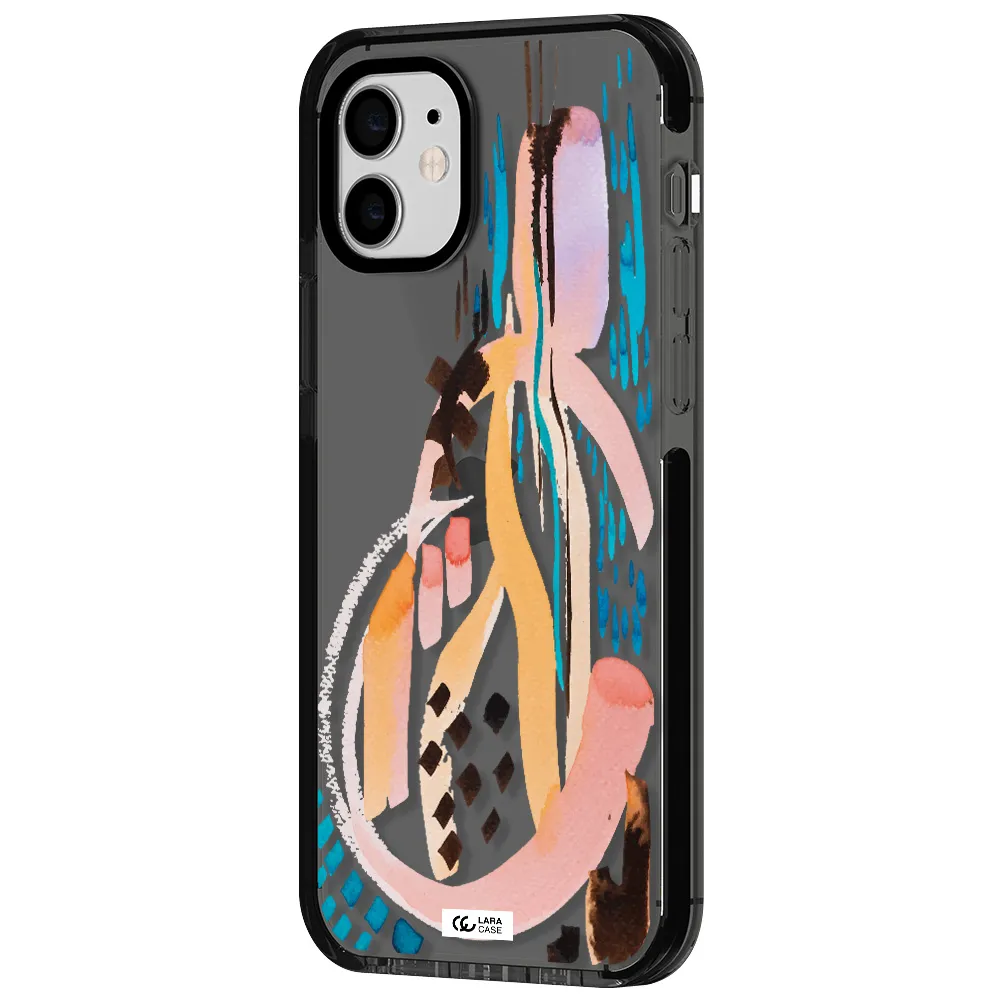 Watercolor Brush Paint Apple iPhone 12 impact Smoke Black Case