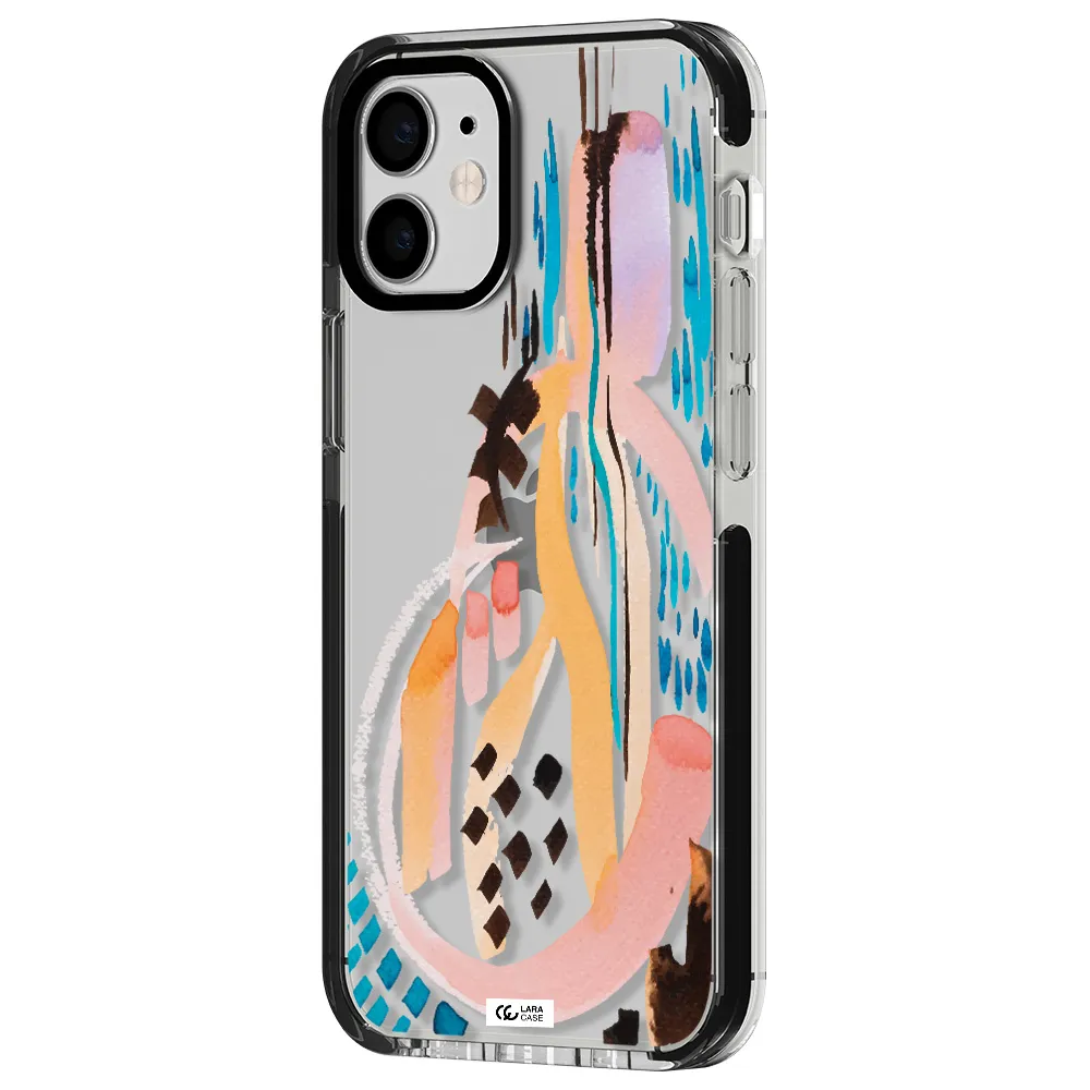 Watercolor Brush Paint Apple iPhone 12 mini impact black border Case