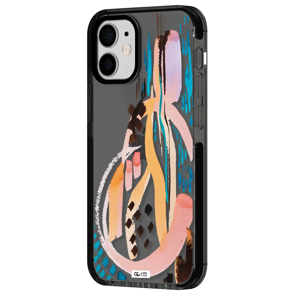 Watercolor Brush Paint Apple iPhone 12 mini impact Smoke Black Case