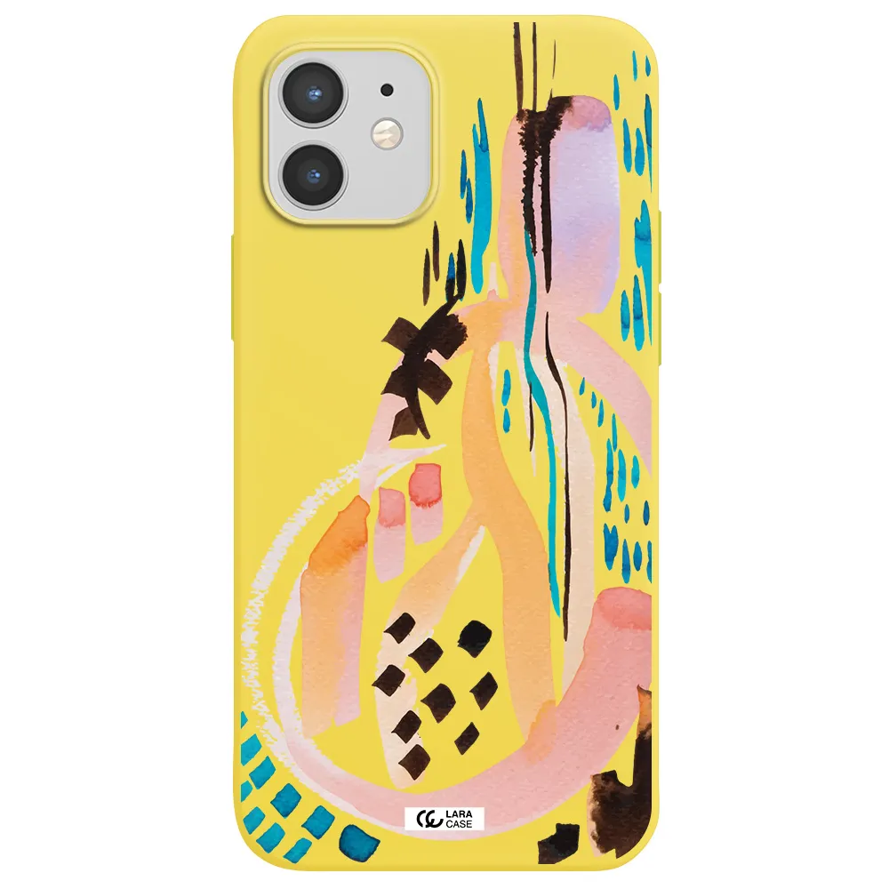 Watercolor Brush Paint Apple iPhone 12 mini Silicone canary yellow Case