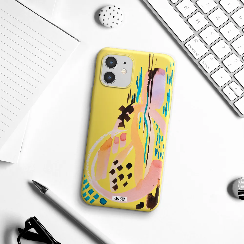 Watercolor Brush Paint Apple iPhone 12 mini Silicone canary yellow Case