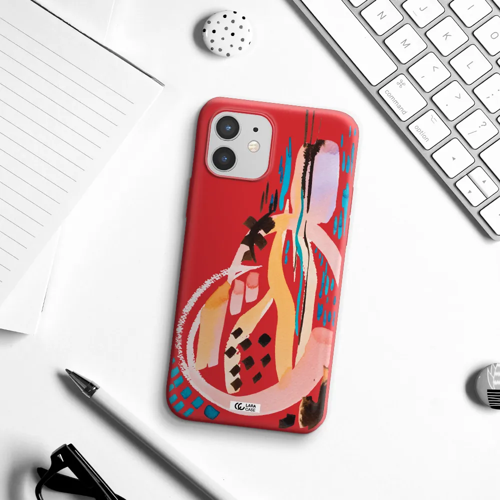 Watercolor Brush Paint Apple iPhone 12 mini Silicone Imperial Red Case