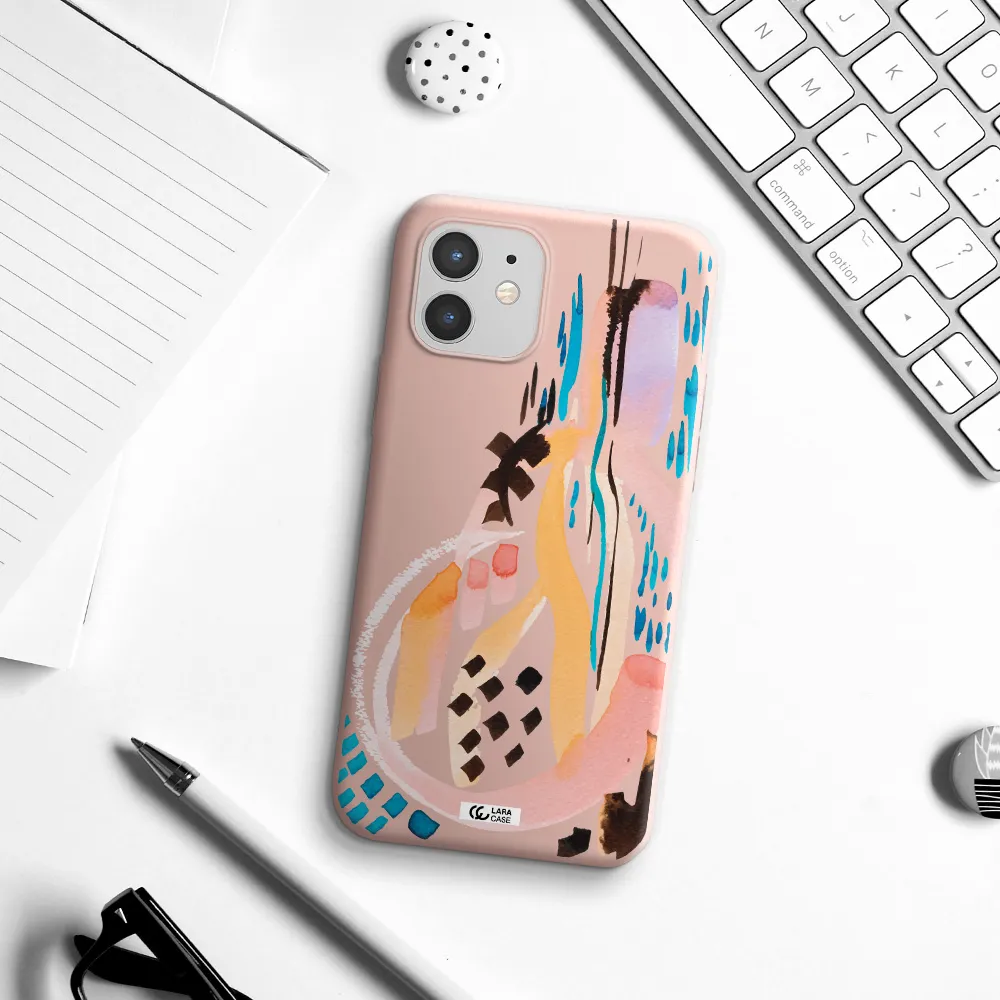 Watercolor Brush Paint Apple iPhone 12 mini Silicone pastel pink Case