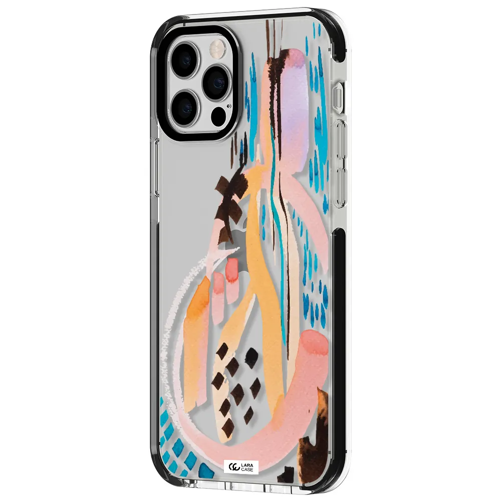 Watercolor Brush Paint Apple iPhone 12 pro impact black border Case