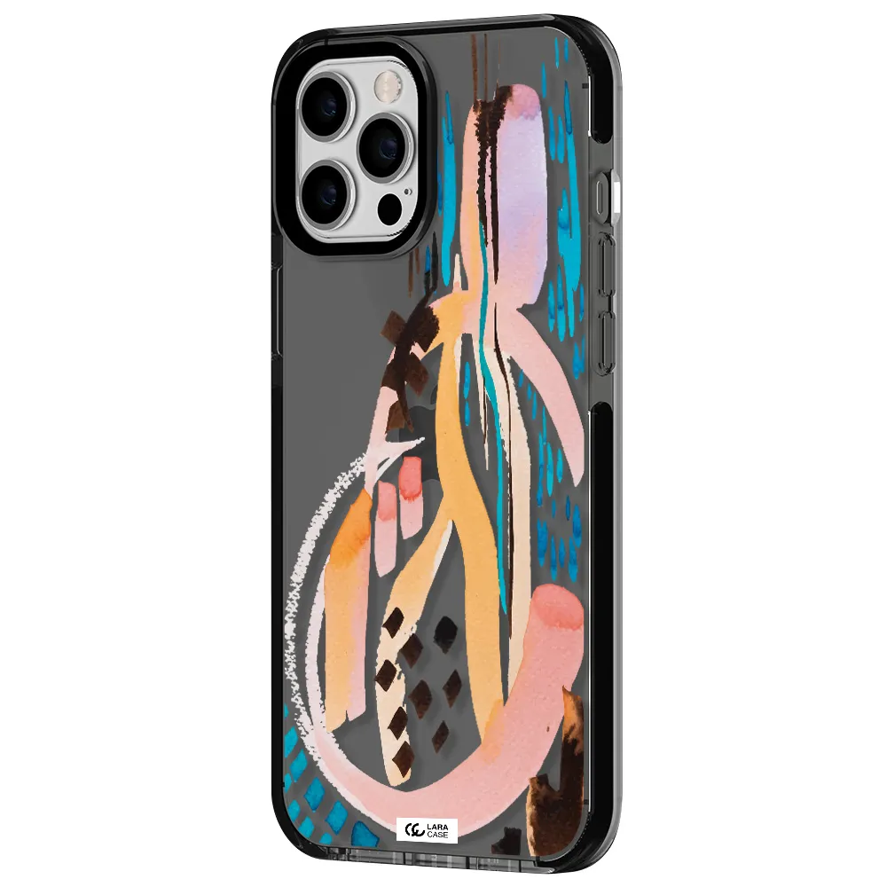 Watercolor Brush Paint Apple iPhone 12 pro max impact Smoke Black Case