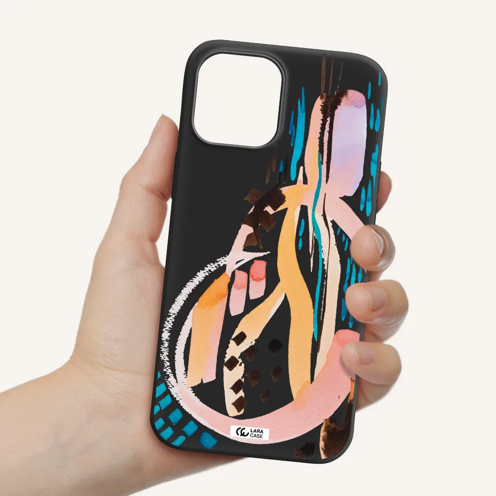 Watercolor Brush Paint Apple iPhone 12 pro max Silicone black Case