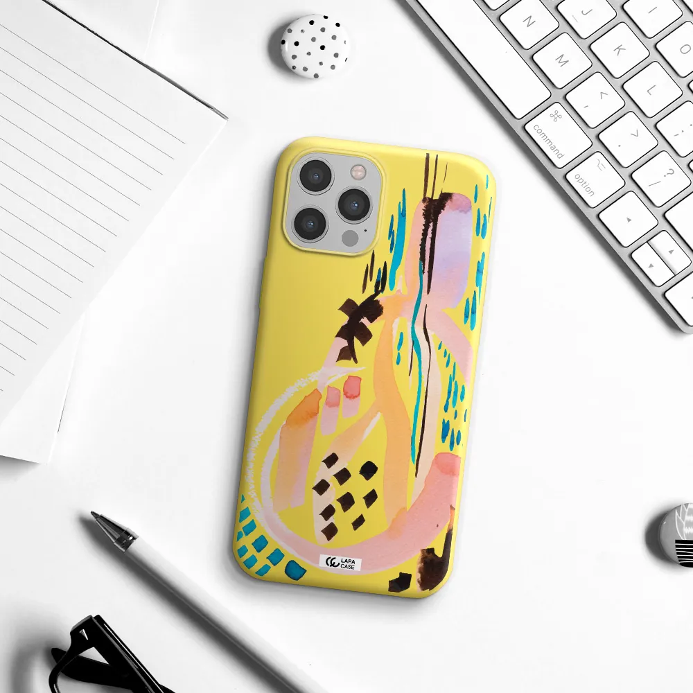 Watercolor Brush Paint Apple iPhone 12 pro max Silicone canary yellow Case