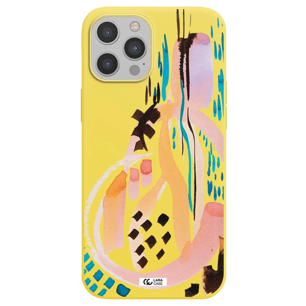Watercolor Brush Paint Apple iPhone 12 pro Silicone canary yellow Case