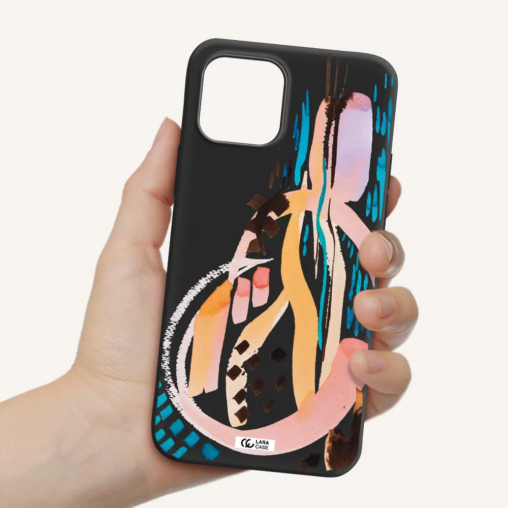 Watercolor Brush Paint Apple iPhone 12 Silicone black Case