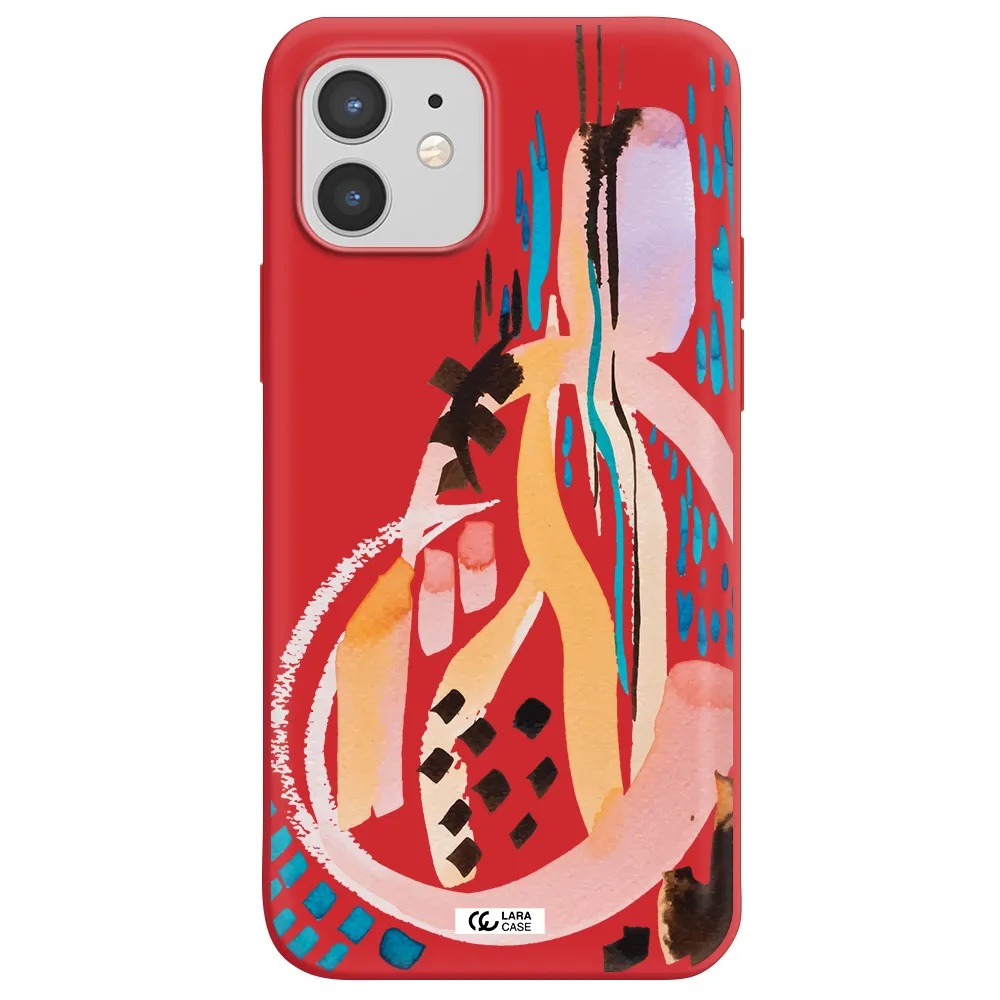 Watercolor Brush Paint Apple iPhone 12 Silicone Imperial Red Case