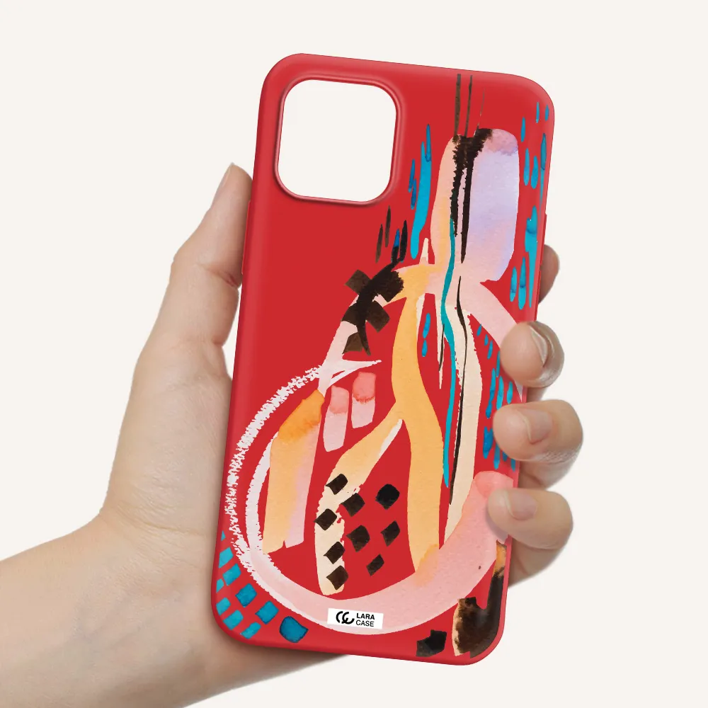 Watercolor Brush Paint Apple iPhone 12 Silicone Imperial Red Case