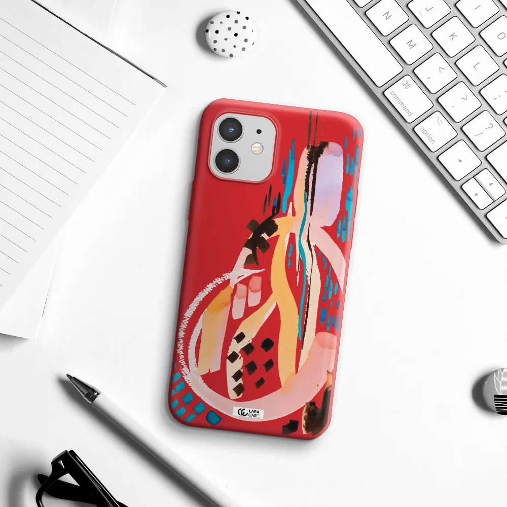 Watercolor Brush Paint Apple iPhone 12 Silicone Imperial Red Case