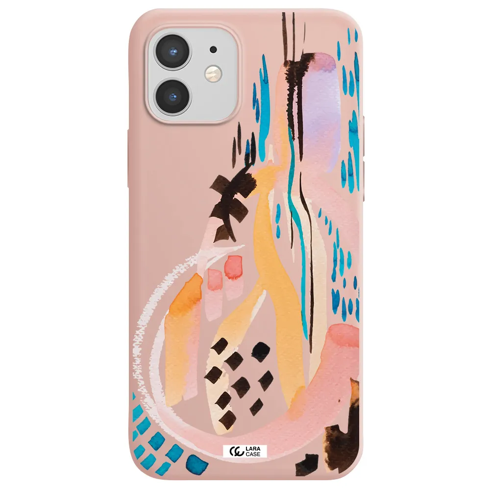 Watercolor Brush Paint Apple iPhone 12 Silicone pastel pink Case