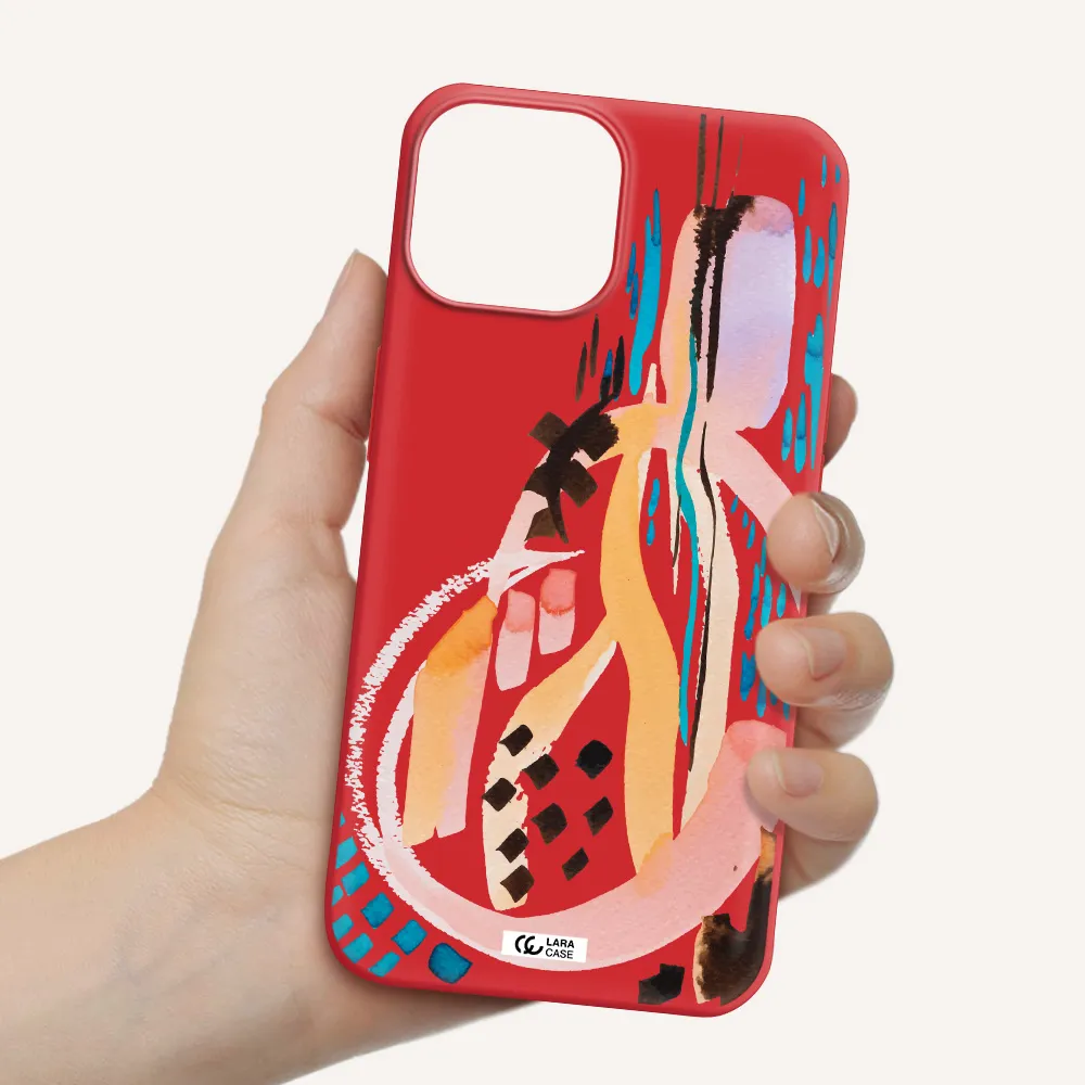 Watercolor Brush Paint Apple iPhone 13 mini Silicone Imperial Red Case