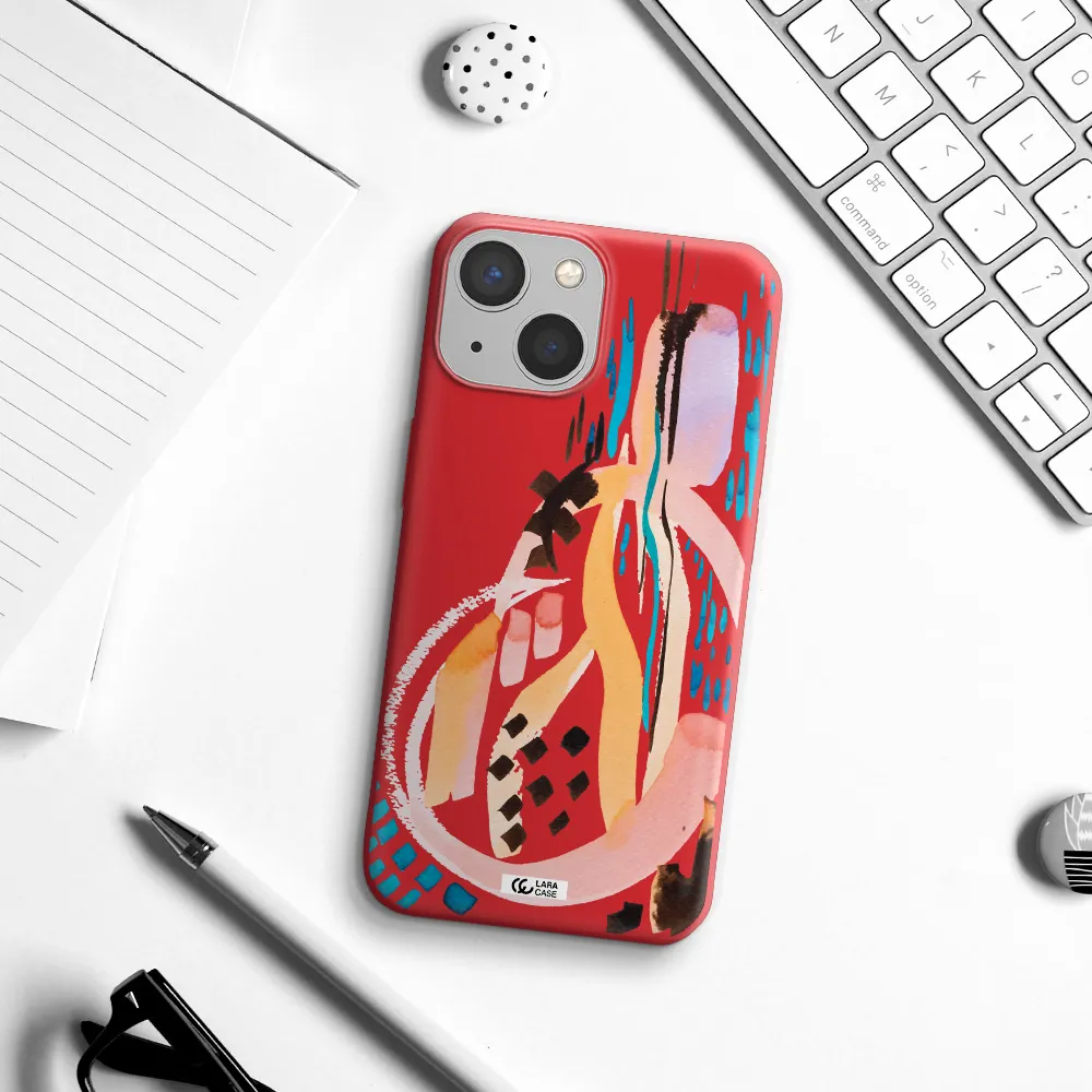 Watercolor Brush Paint Apple iPhone 13 mini Silicone Imperial Red Case