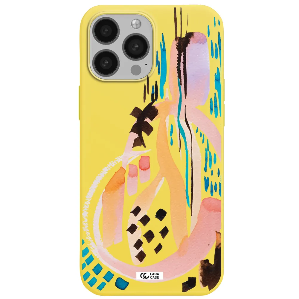 Watercolor Brush Paint Apple iPhone 13 Pro Max Silicone canary yellow Case