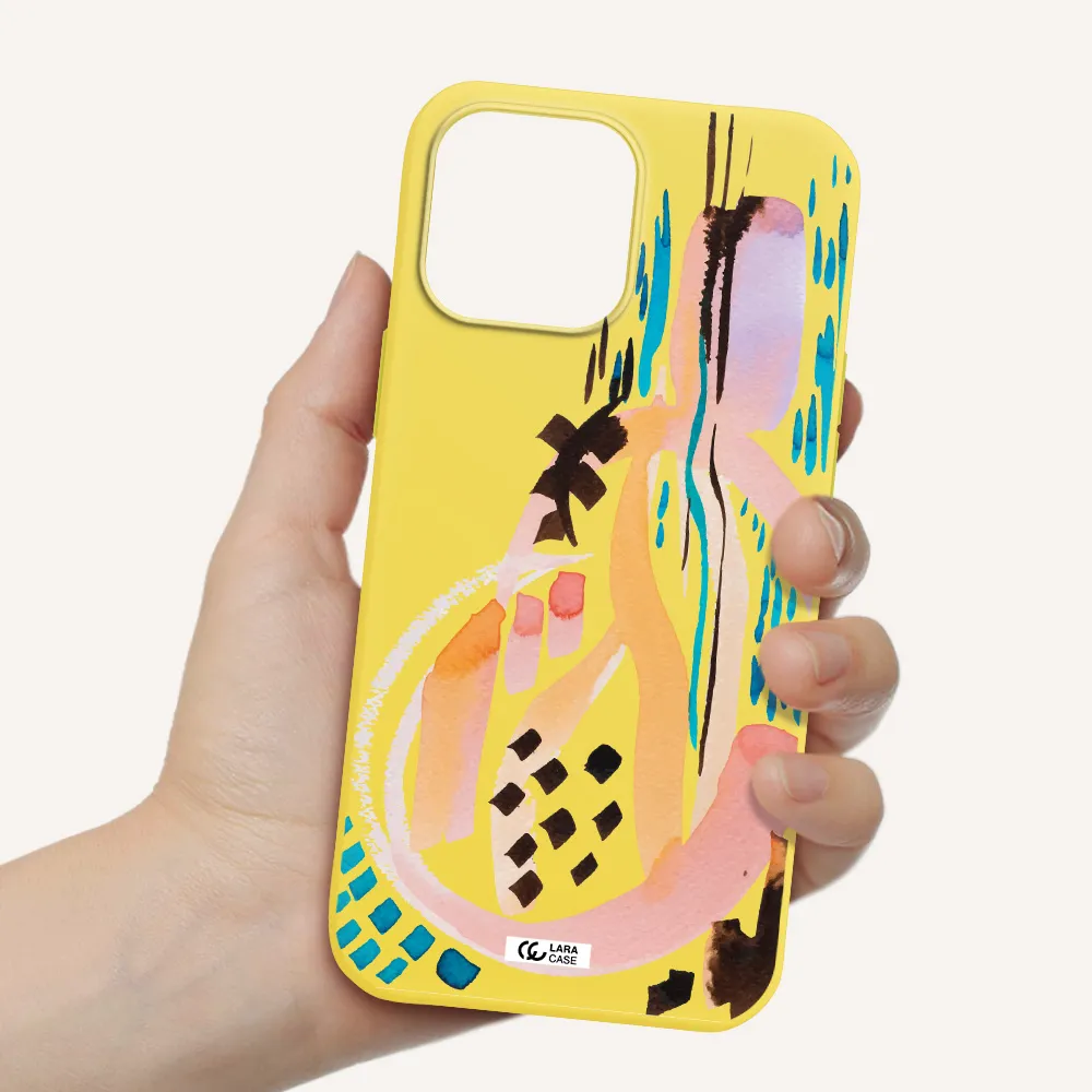 Watercolor Brush Paint Apple iPhone 13 Pro Max Silicone canary yellow Case
