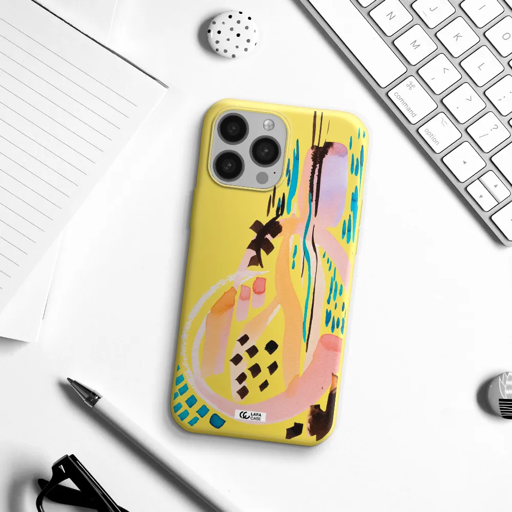 Watercolor Brush Paint Apple iPhone 13 Pro Max Silicone canary yellow Case