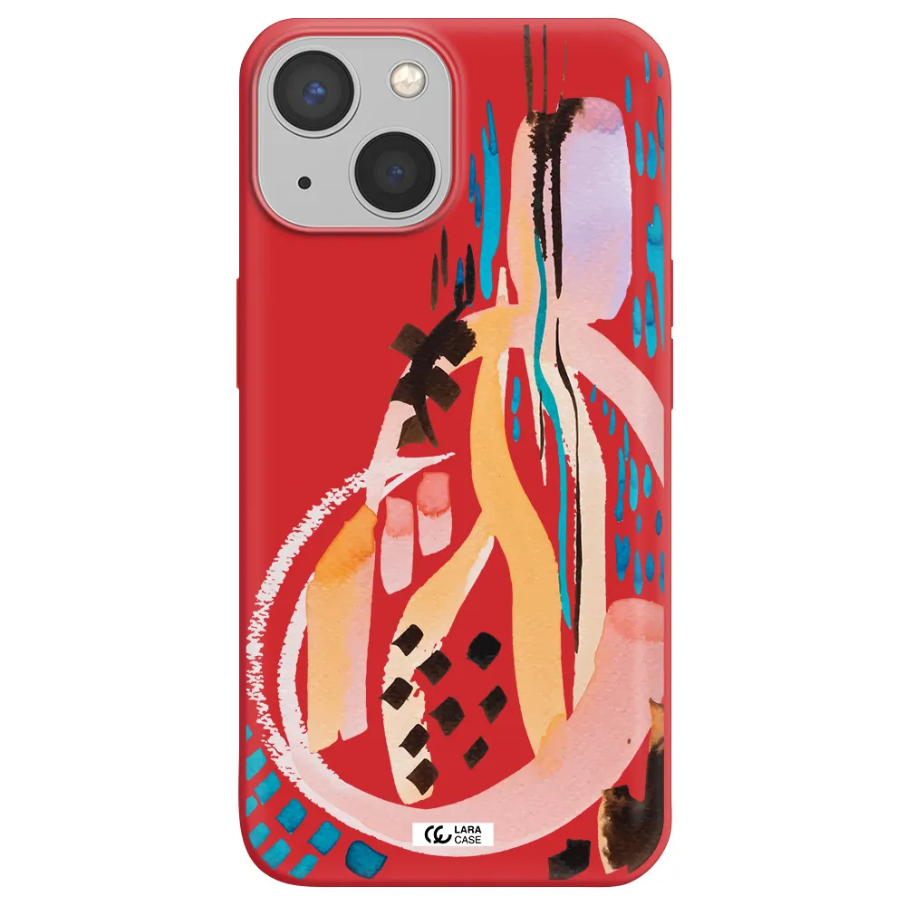 Watercolor Brush Paint Apple iPhone 13 Silicone Imperial Red Case