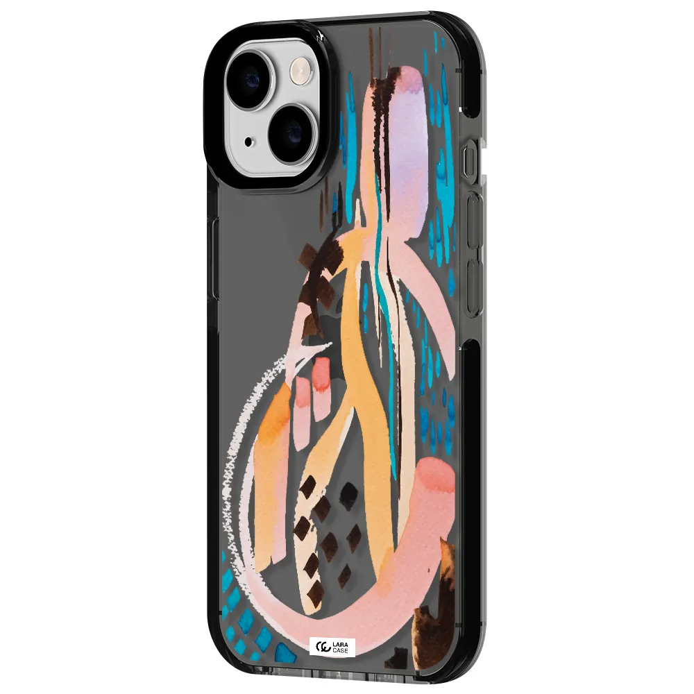 Watercolor Brush Paint Apple iPhone 14 impact Smoke Black Case