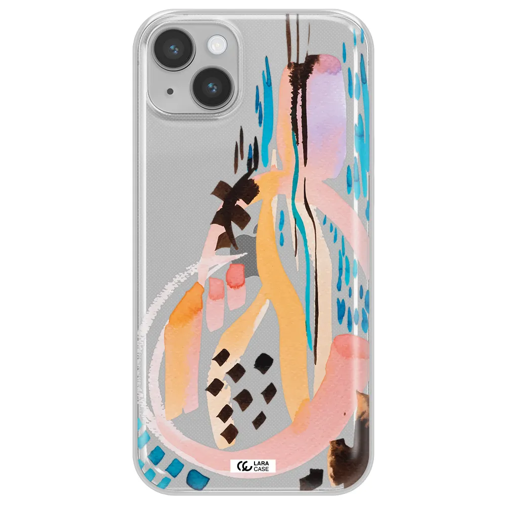 Watercolor Brush Paint Apple iPhone 14 plus Clear TPU Case