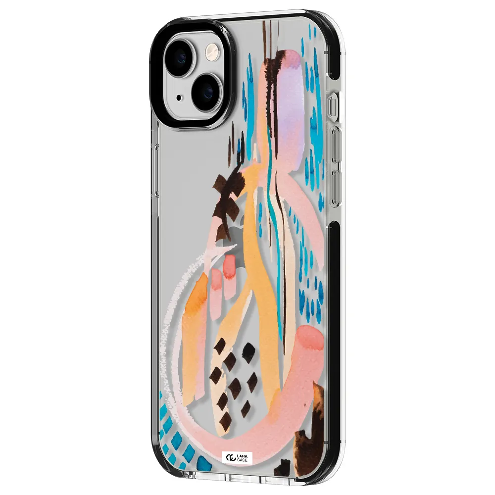 Watercolor Brush Paint Apple iPhone 14 plus impact black border Case