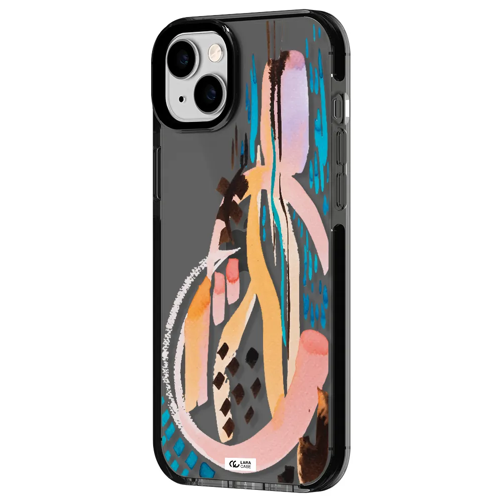 Watercolor Brush Paint Apple iPhone 14 plus impact Smoke Black Case