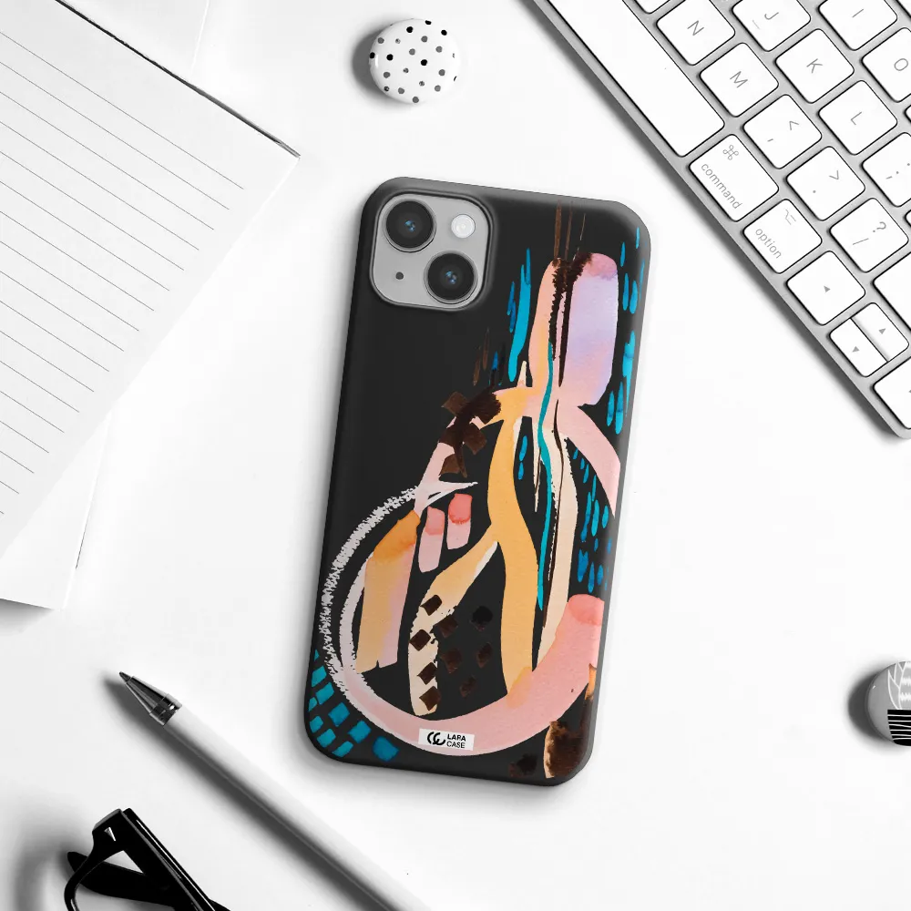 Watercolor Brush Paint Apple iPhone 14 plus Silicone black Case